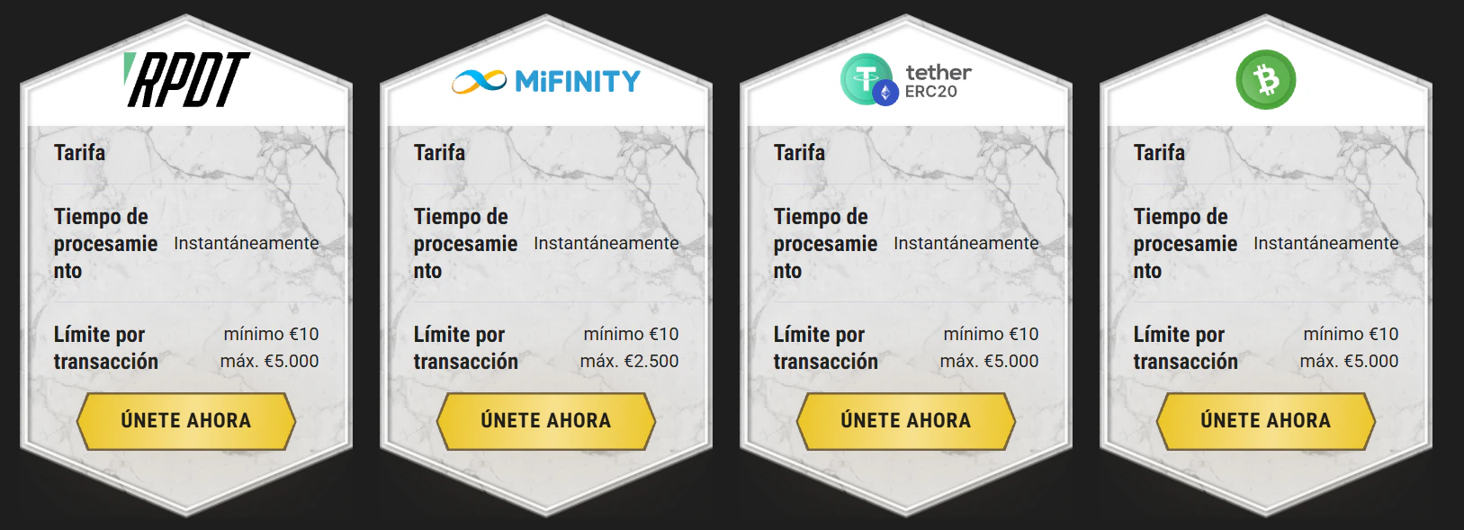 Casinoly Casino métodos de pago
